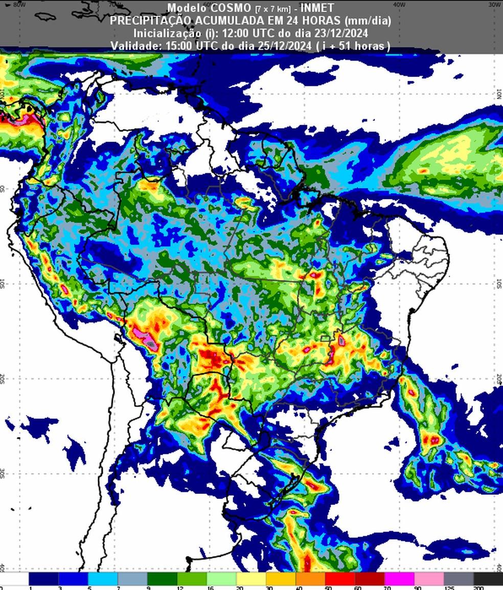 Boa parte do país deve ter chuva no dia de Natal.