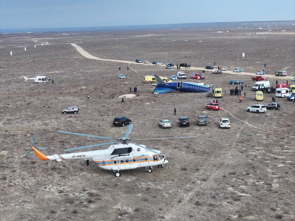 Drone mostra o local da queda do avião