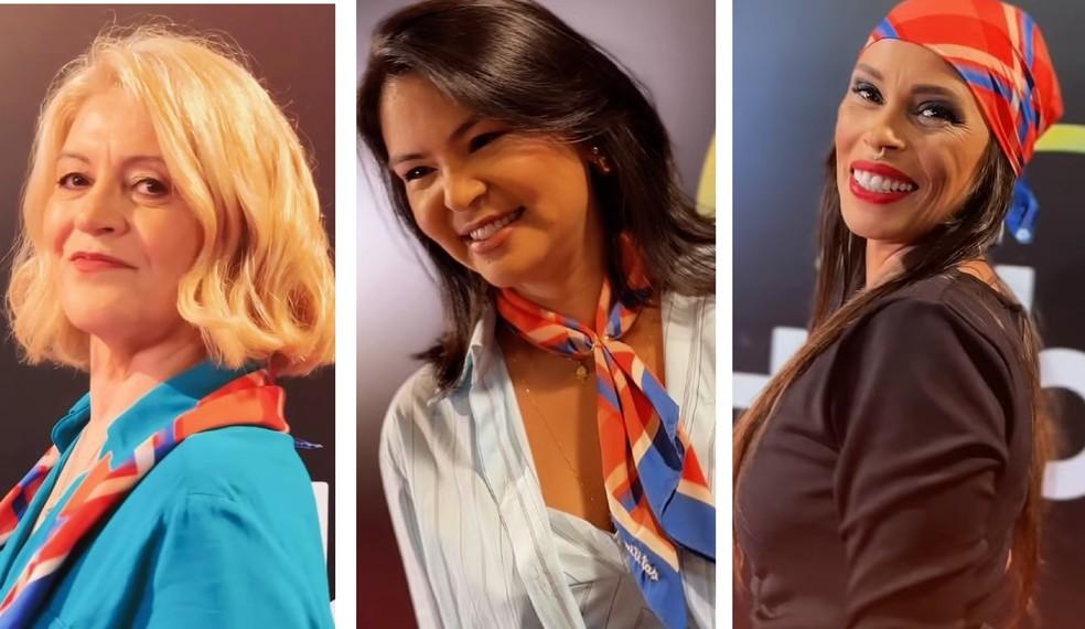 Magali Biff, Vivian Nagura e Gisele Frade usaram lenços de diferentes formas