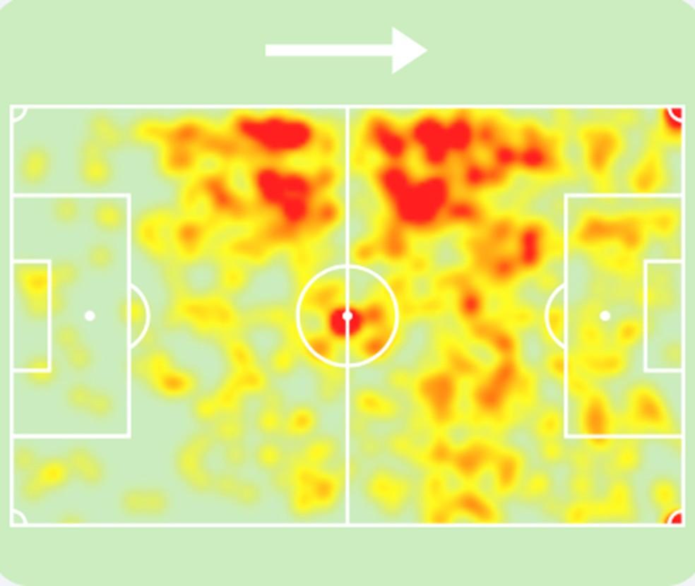 Mapa de movimentação de Matheus Cunha