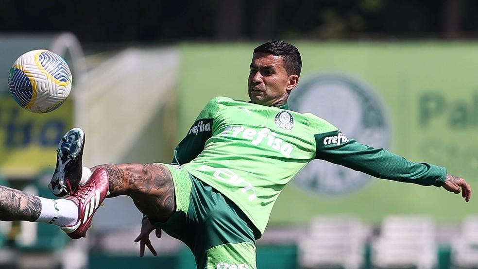 Dudu durante treino do Palmeiras