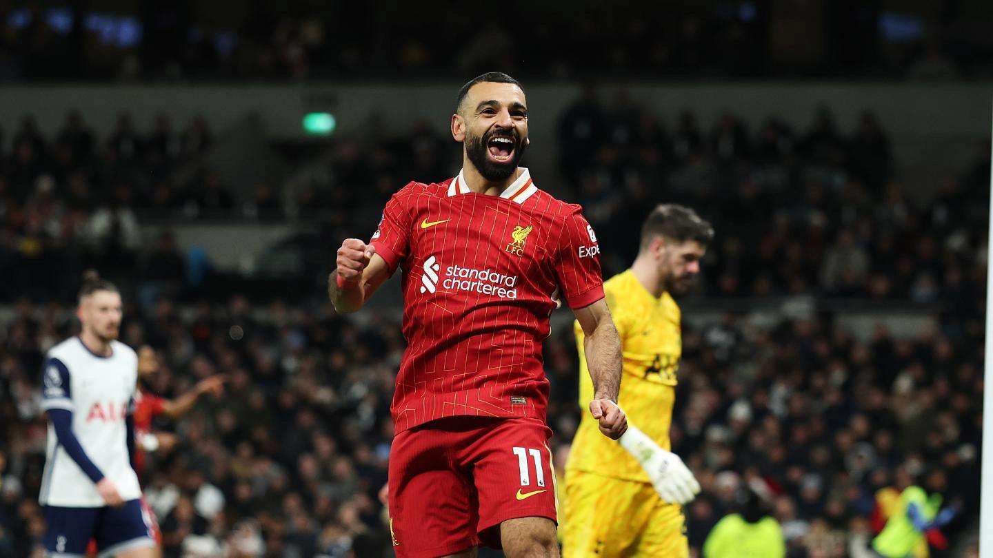 Mohamed Salah celebra vitória contra o Tottenham