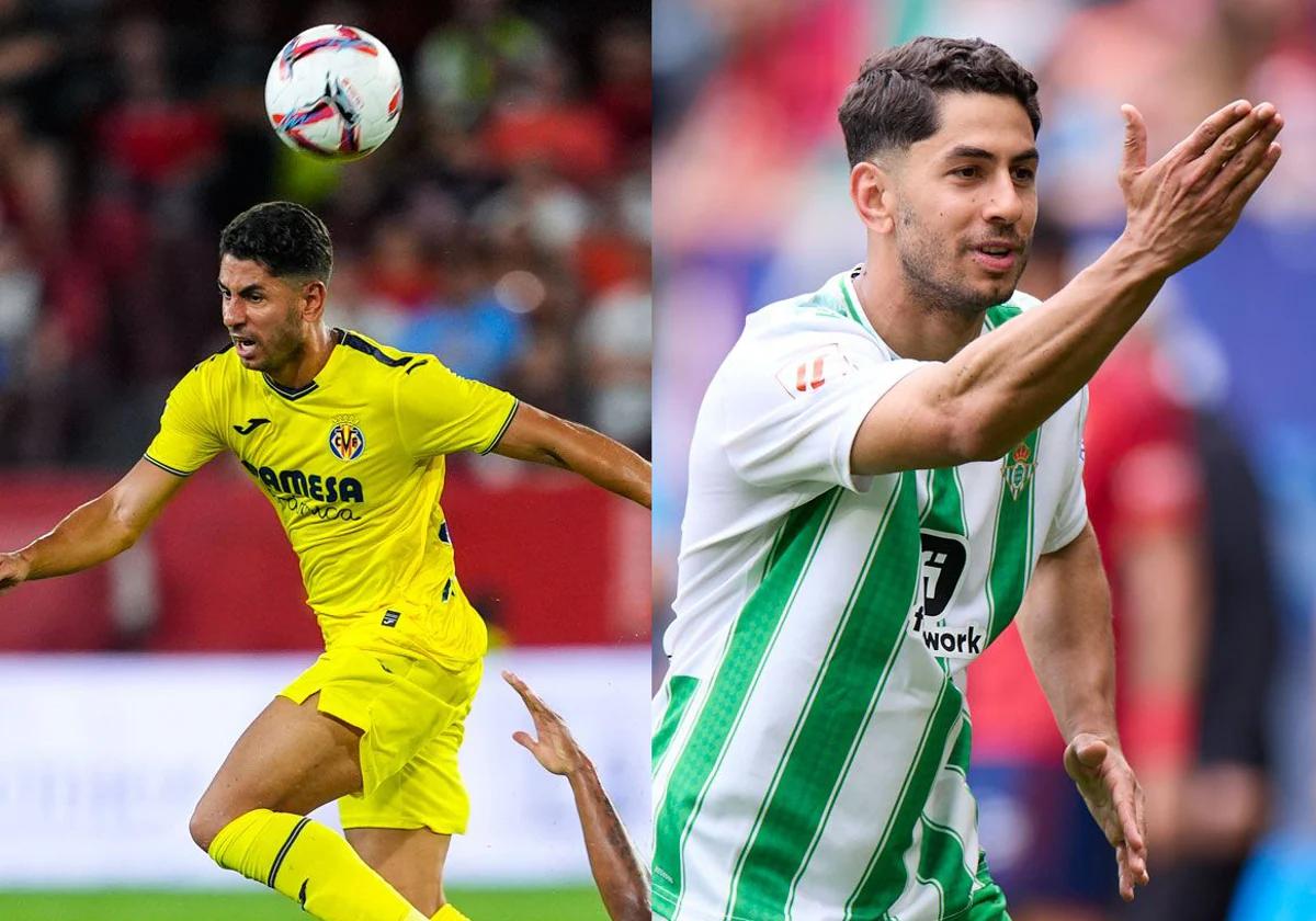 Ayoze Pérez, com as camisetas do Betis e do Villarreal