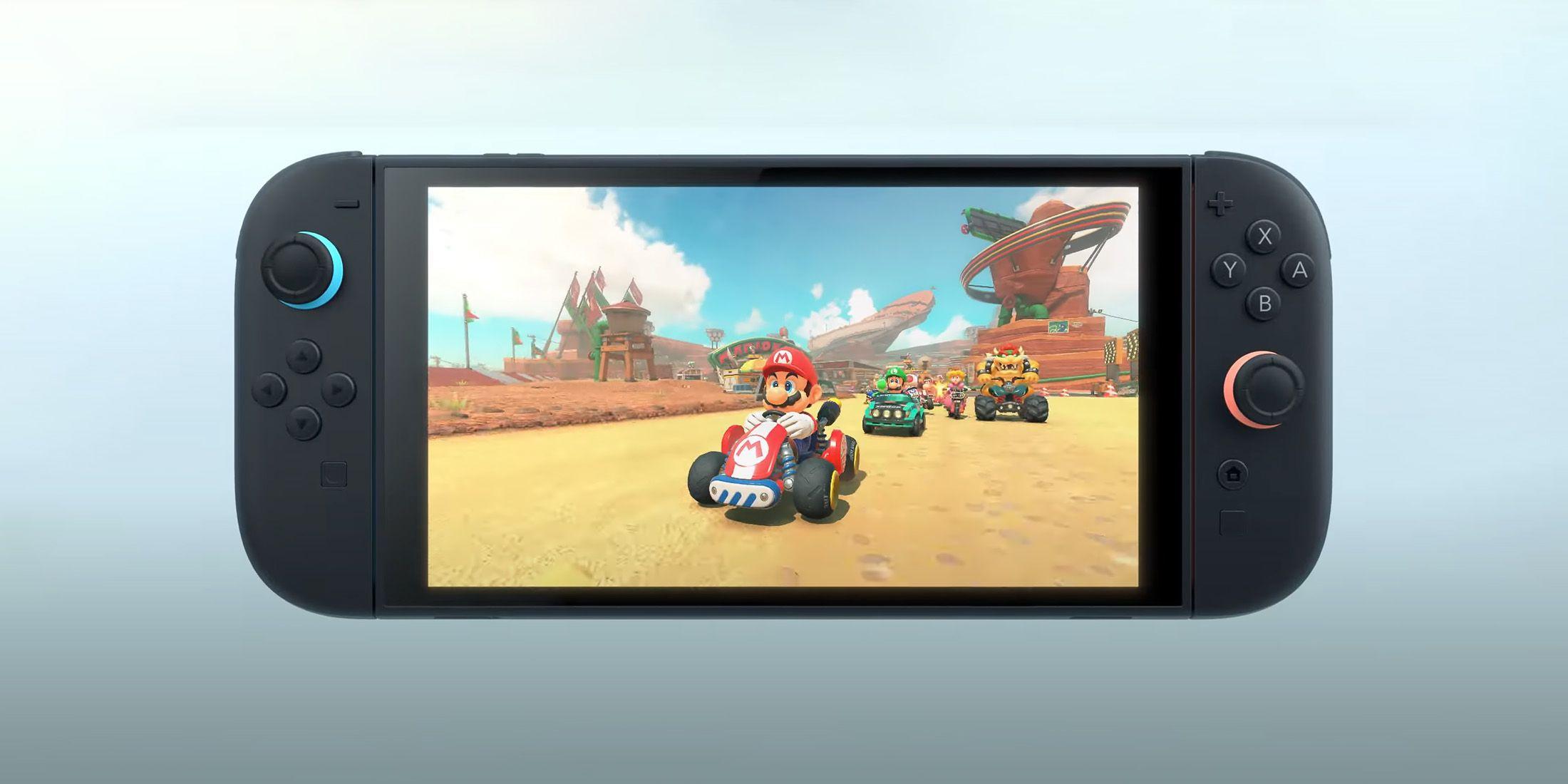 Nintendo Switch 2 jogando novo trailer do jogo Mario Kart