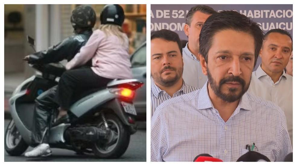 Montagem com mototáxi em SP e Ricardo Nunes