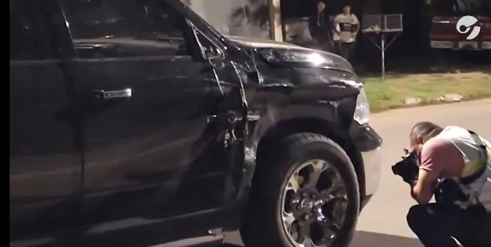 Detalhe do carro de Rodrigo Garro, do Corinthians, após acidente na Argentina