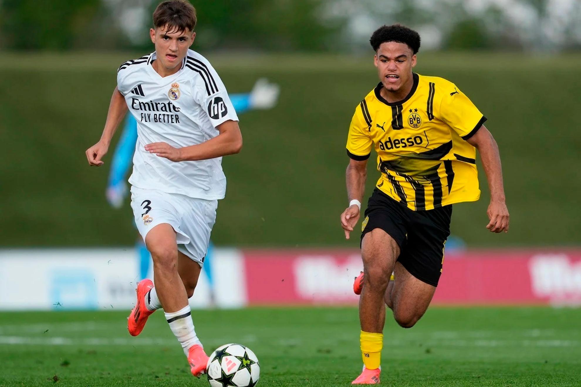 Diego Aguado durante partida da Youth League contra o Borussia Dortmund