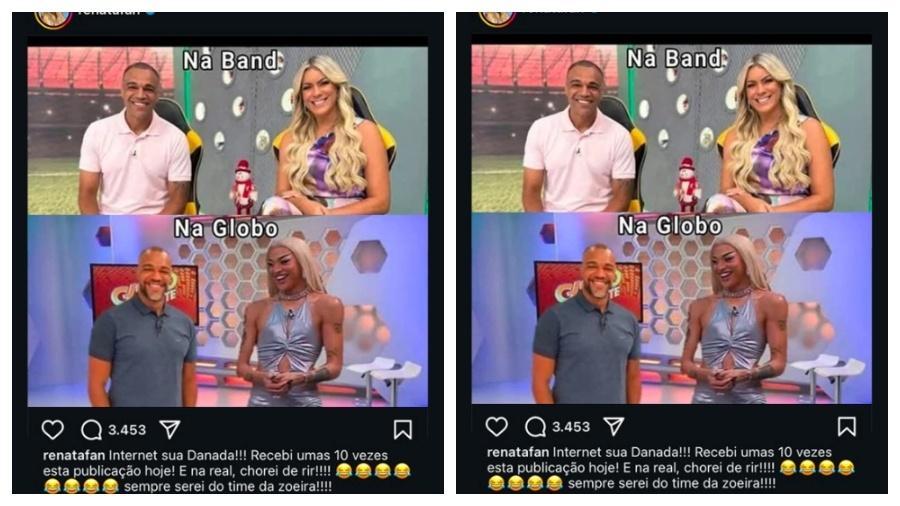 Renata Fan foi criticada por meme em que zoa Denílson ao lado de Pabllo Vittar.