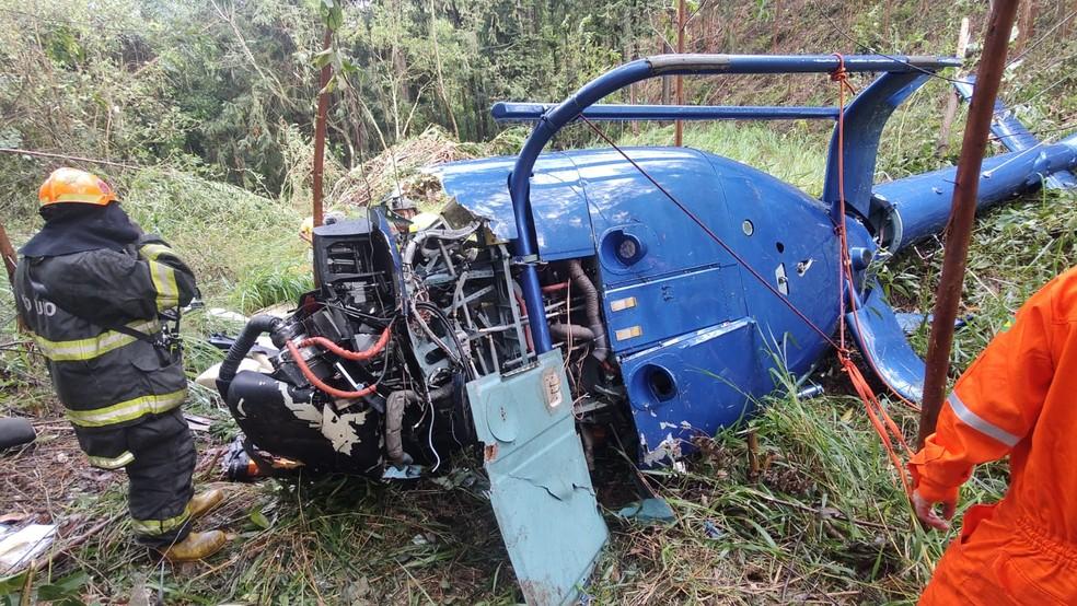 Local da queda do helicóptero em Caieiras, na Grande São Paulo.