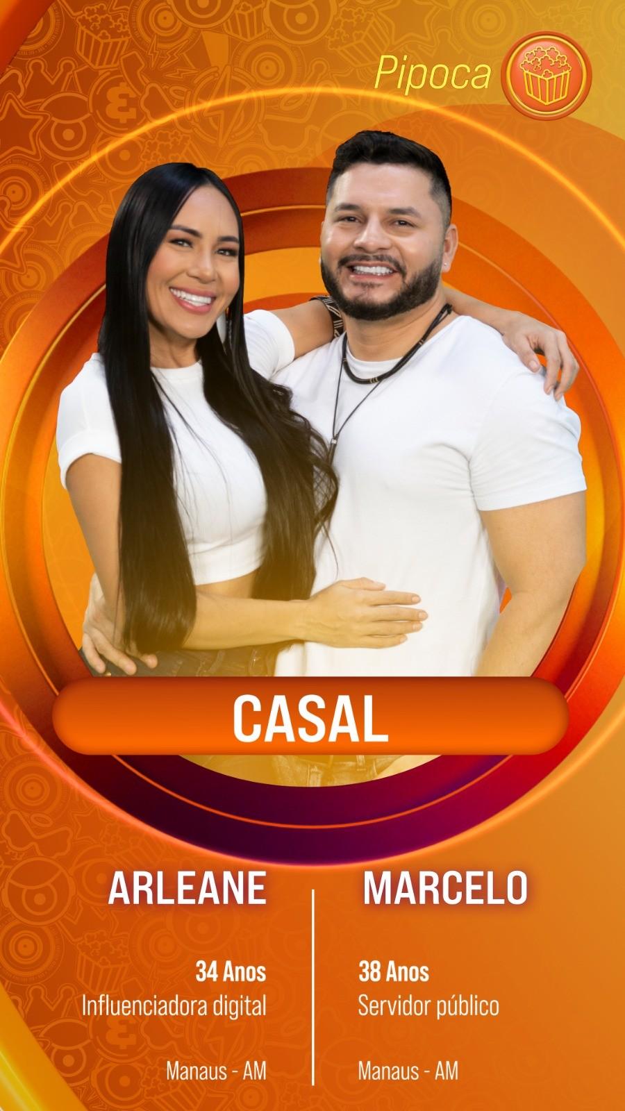 O casal Arleane e Marcelo no BBB 25