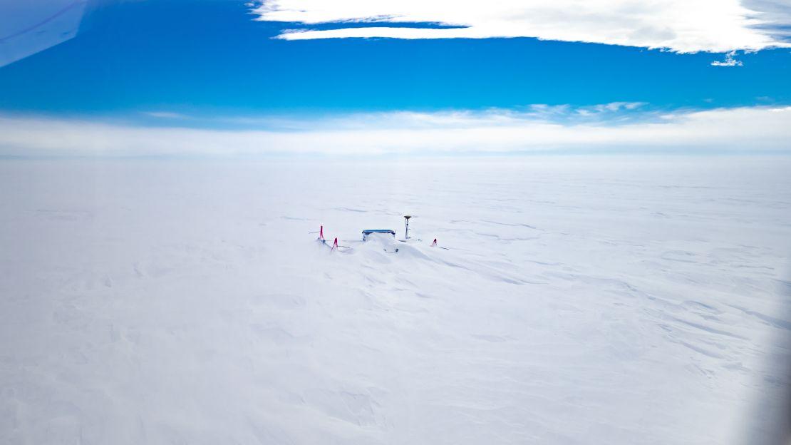 One of many research stations on the Greenland ice sheet that scientists use to track its movement and elevation.