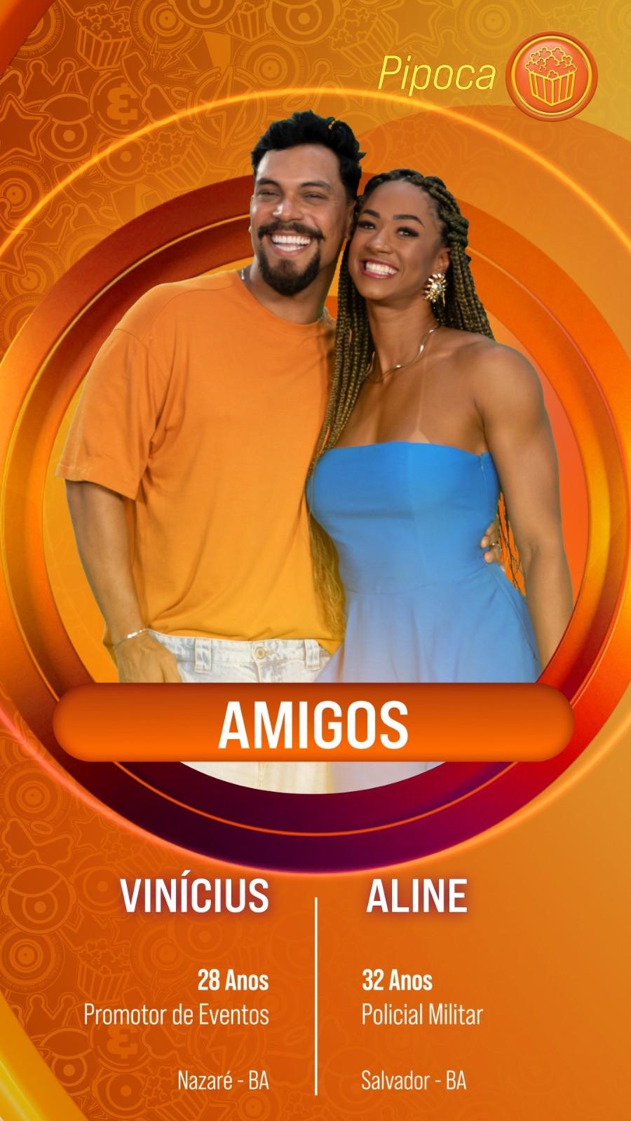 Vinícios e Aline: amigos no BBB 25 — Foto: TV Globo