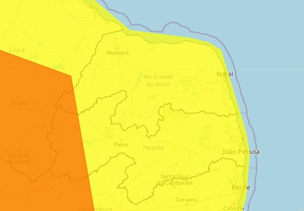 Alertas de perigo e perigo potencial de chuvas intensas abrangem todas as regiões do Rio Grande do Norte