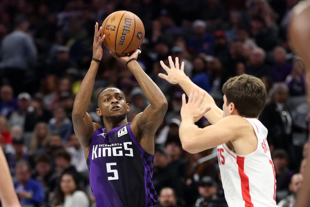 De'Aaron Fox do Sacramento Kings em ação durante o jogo contra o Houston Rockets