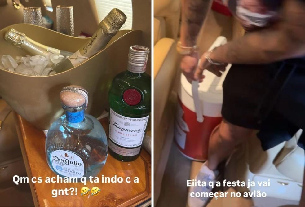 Virginia Fonseca mostra jatinho carregado de bebidas para viagem rumo à Fazenda Talismã