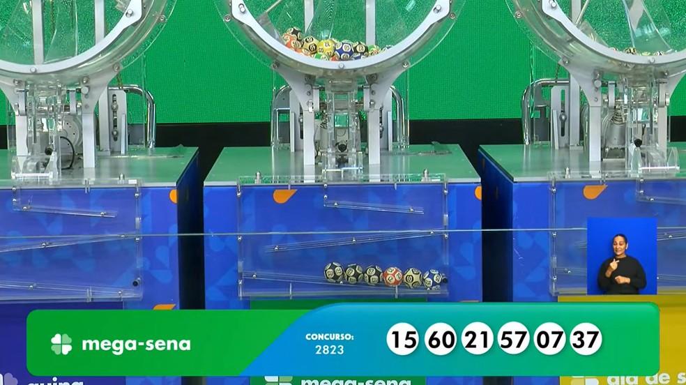 Números sorteados no concurso 2.823 da Mega-Sena