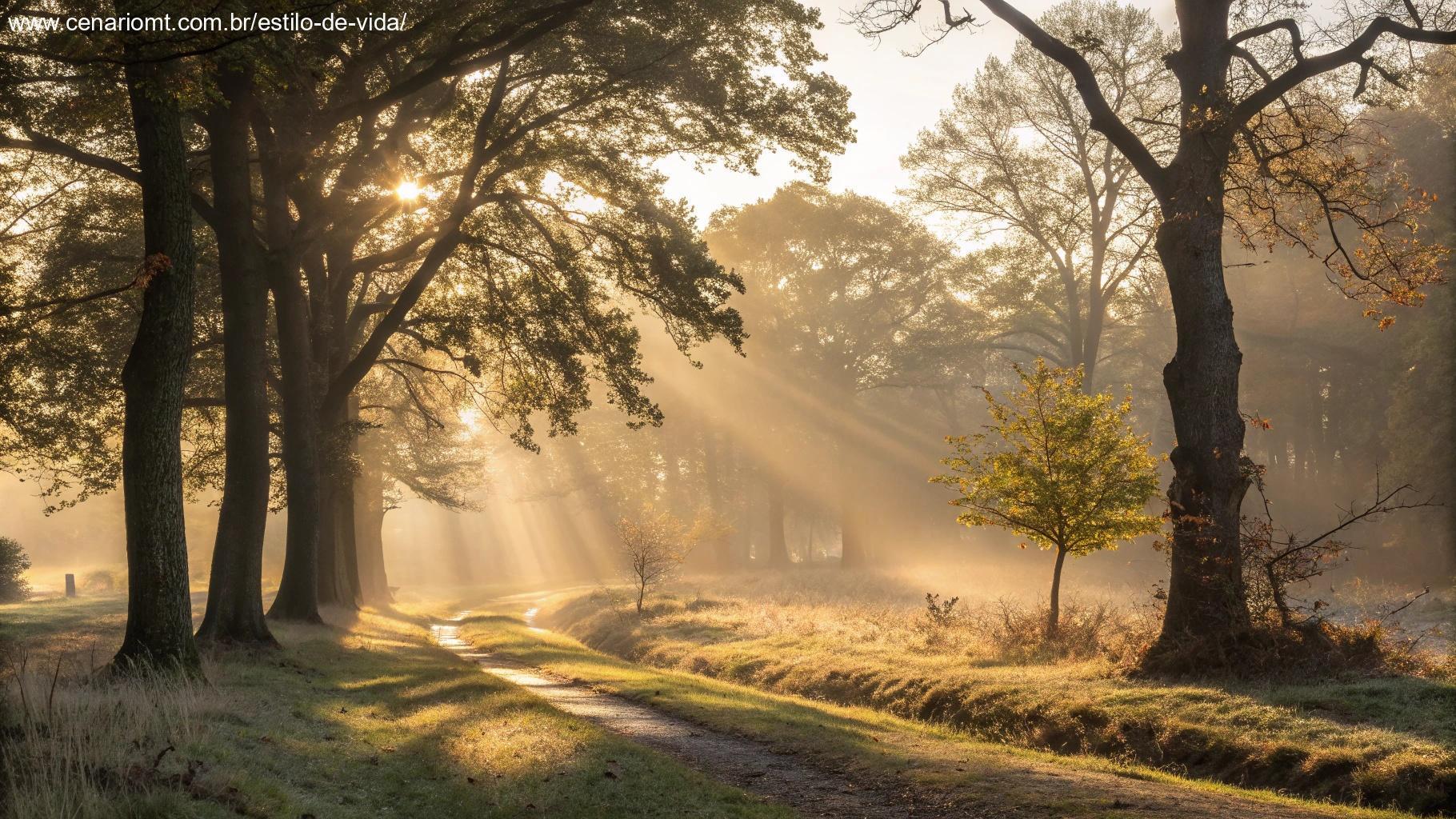 Nascer do sol brilhante sobre uma paisagem tranquila