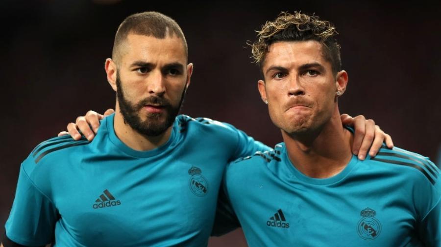 Karim Benzema e Cristiano Ronaldo em jogo pelo Real Madrid em 2018.
