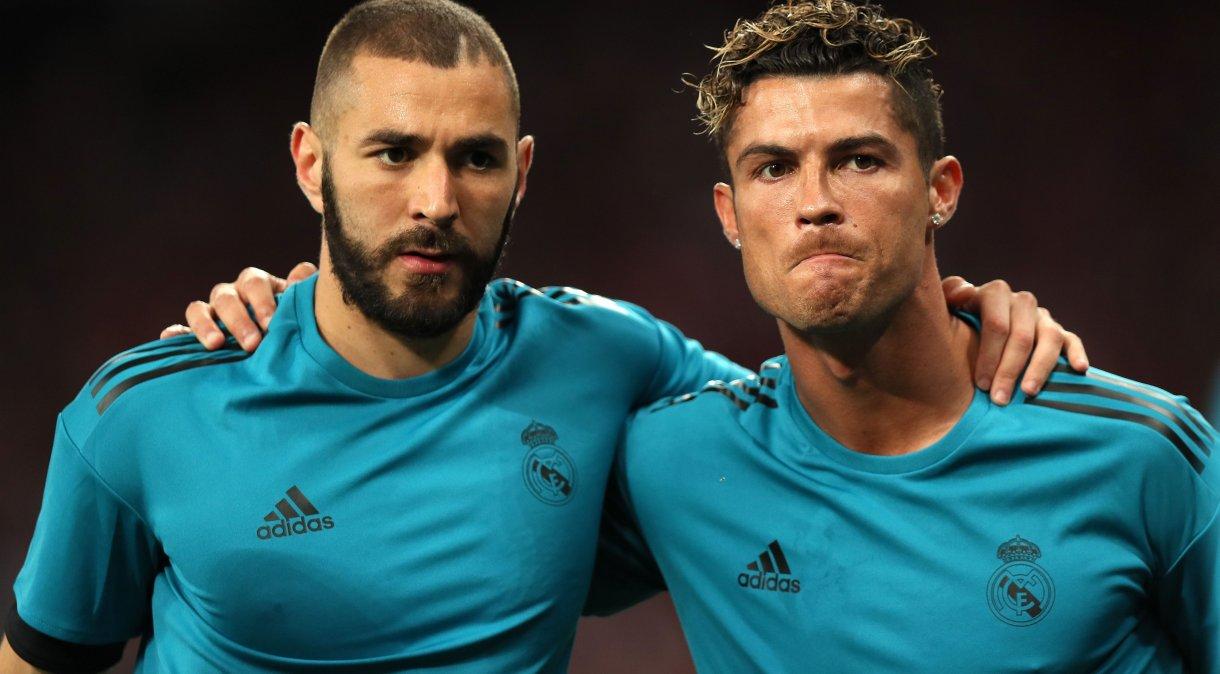 Karim Benzema e Cristiano Ronaldo durante final da Champions League de 2018.