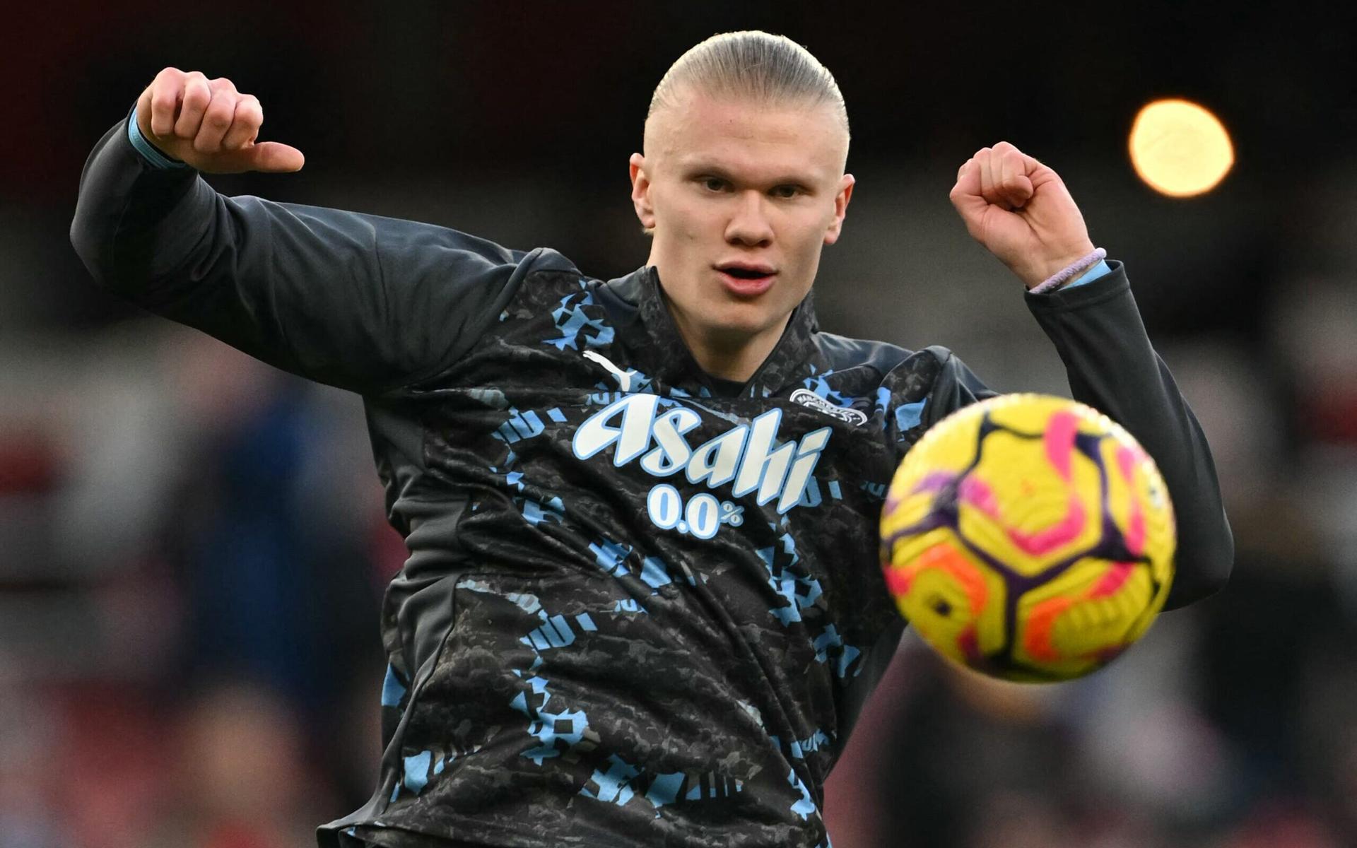 Haaland durante o jogo Arsenal vs Manchester City