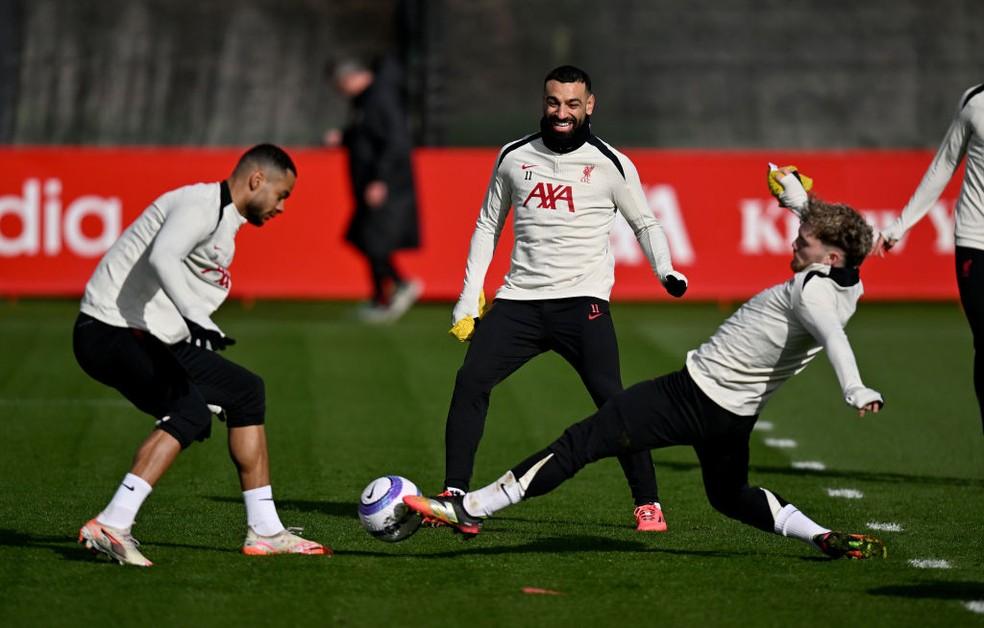 Liverpool em treino antes da partida contra o Newcastle