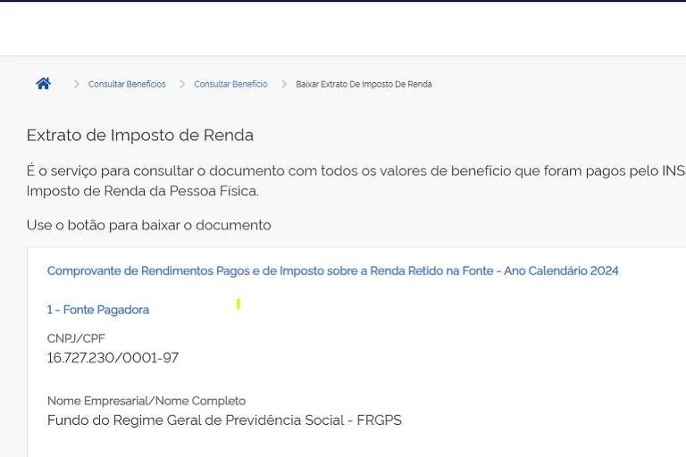 INSS disponibiliza extrato do Imposto de Renda 2025: saiba como consultar