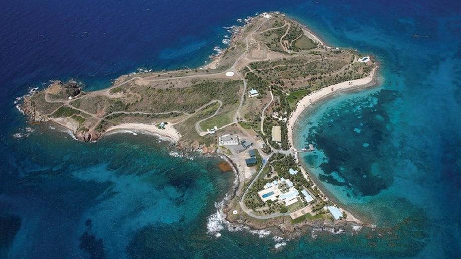 Uma visão aérea da Little St. James, uma das ilhas particulares de Jeffrey Epstein