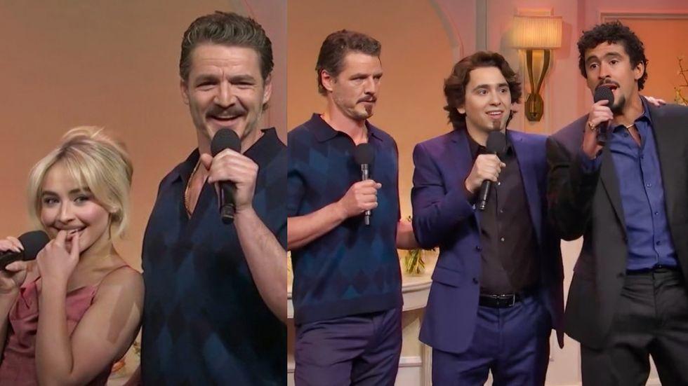 Sabrina Carpenter, Pedro Pascal, Marcello Hernández e Bad Bunny no Saturday Night Live
