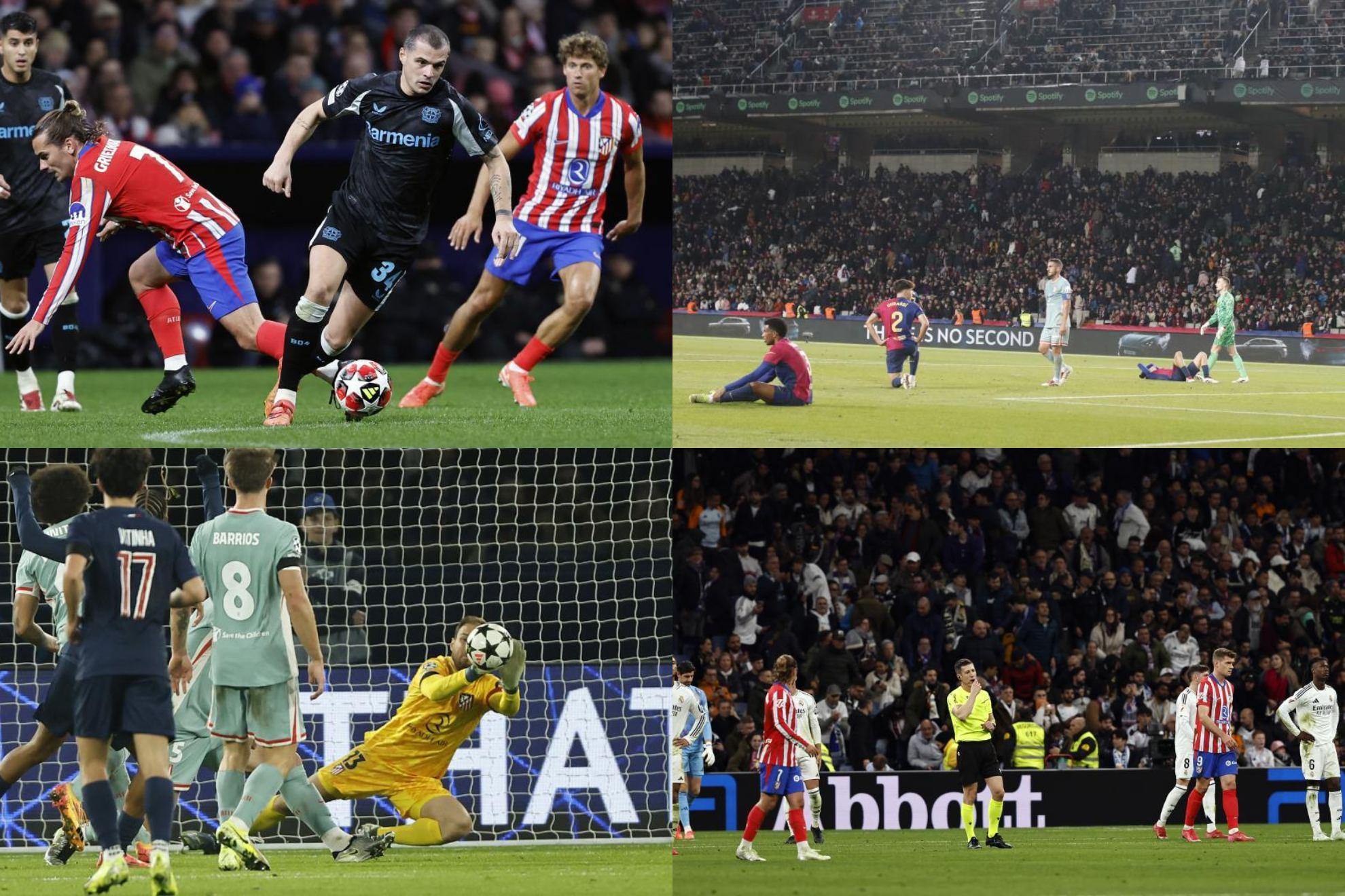 Atlético de Madrid enfrente Bayer, Barça, PSG e Real Madrid