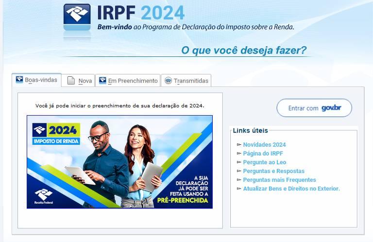 Ficha da declaração do Imposto de Renda