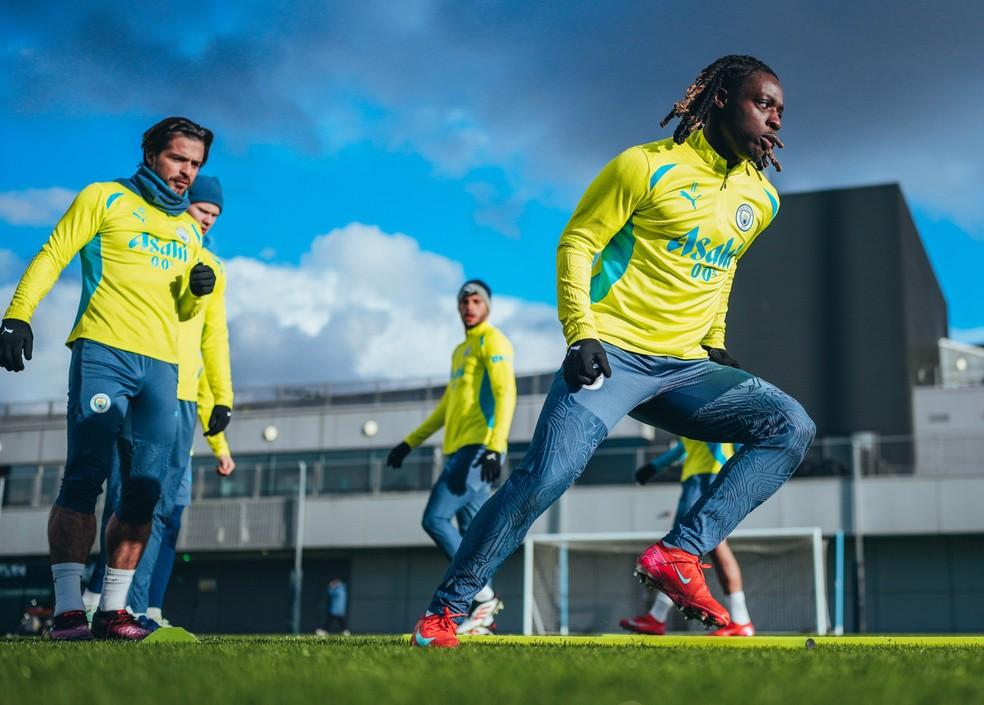 Treino do Manchester City antes da partida contra o Tottenham