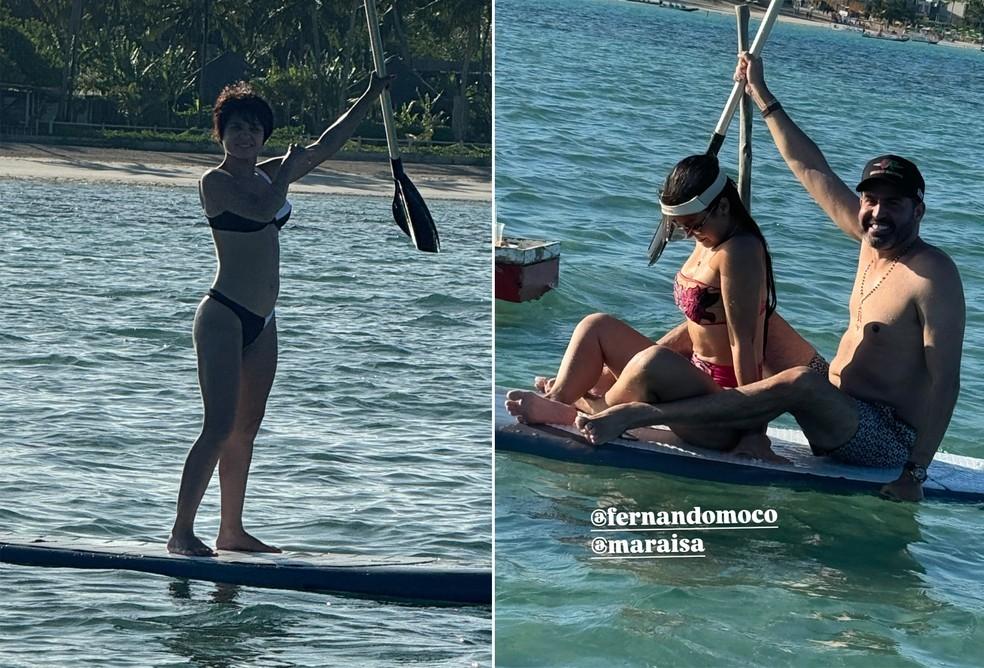 Maiara faz stand up paddle