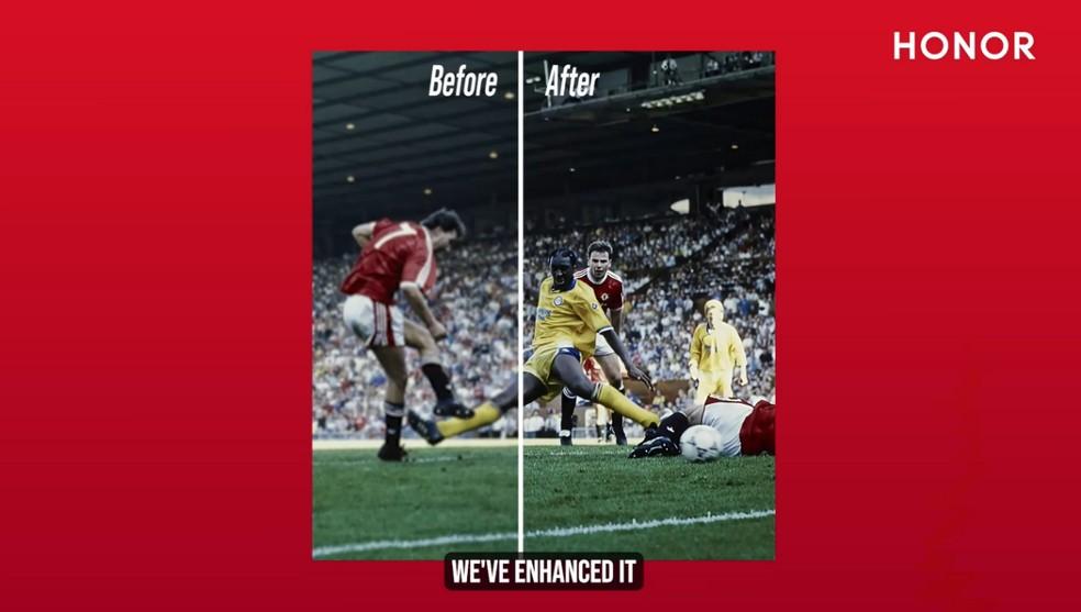 Imagens de partidas do Manchester United no Old Trafford foram recriadas com a HONOR AI