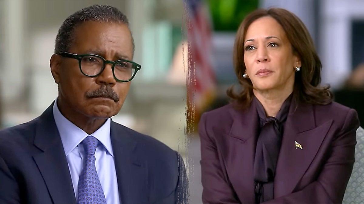 Bill Whitaker e Kamala Harris durante a entrevista