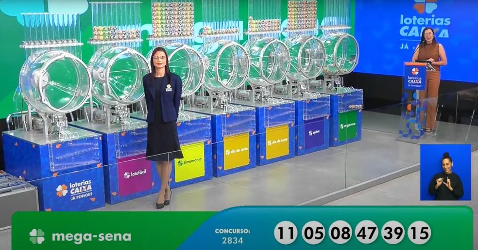 Sorteio do concurso 2.834 da Mega-Sena