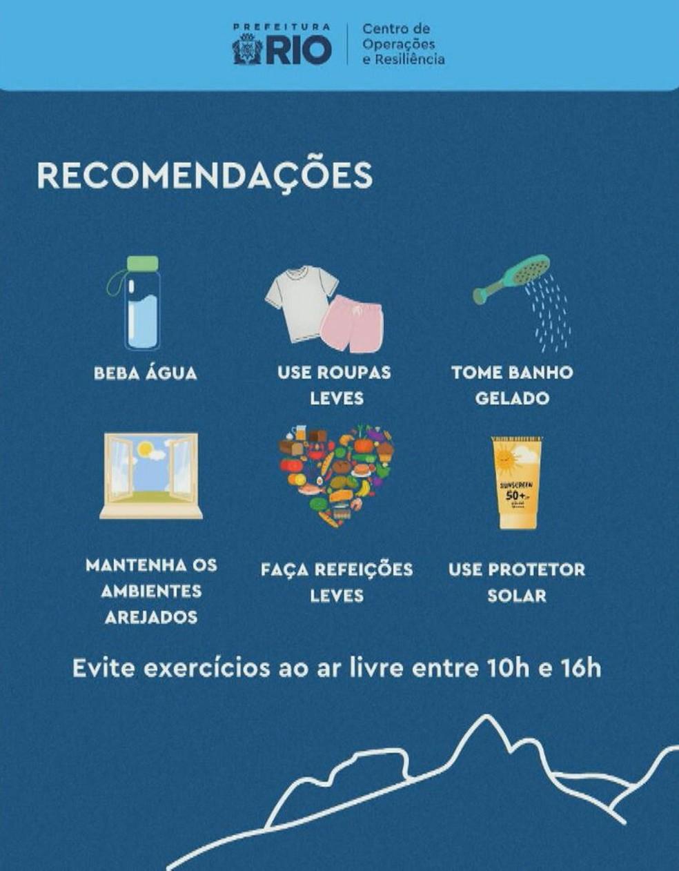 Recomendações da Prefeitura do Rio para minimizar os efeitos do calor extremo na população