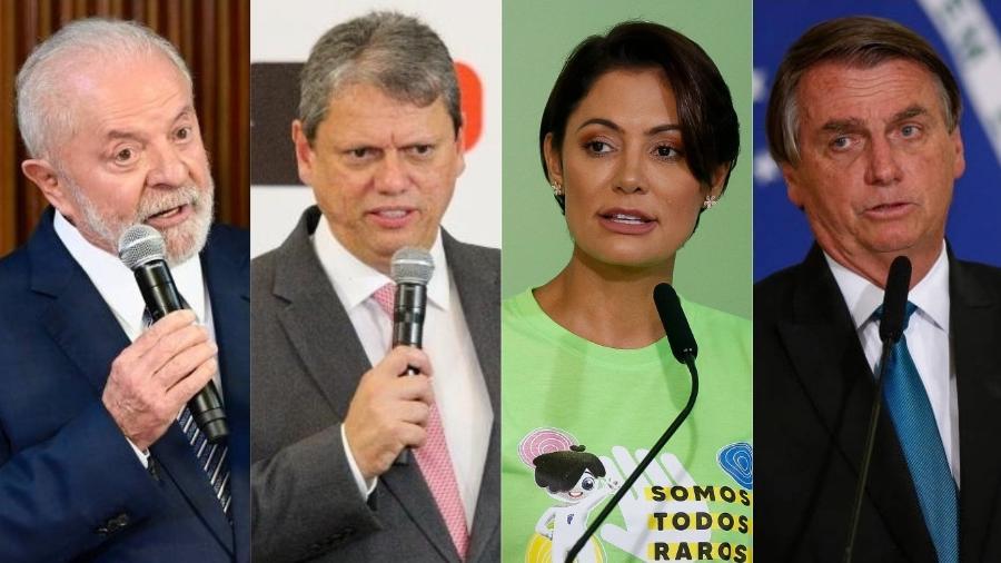 Lula, Tarcísio de Freitas, Michelle e Jair Bolsonaro