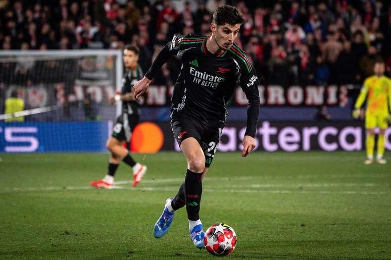 Kai Havertz (Arsenal) durante jogo contra o Girona, no dia 29.01.2025.