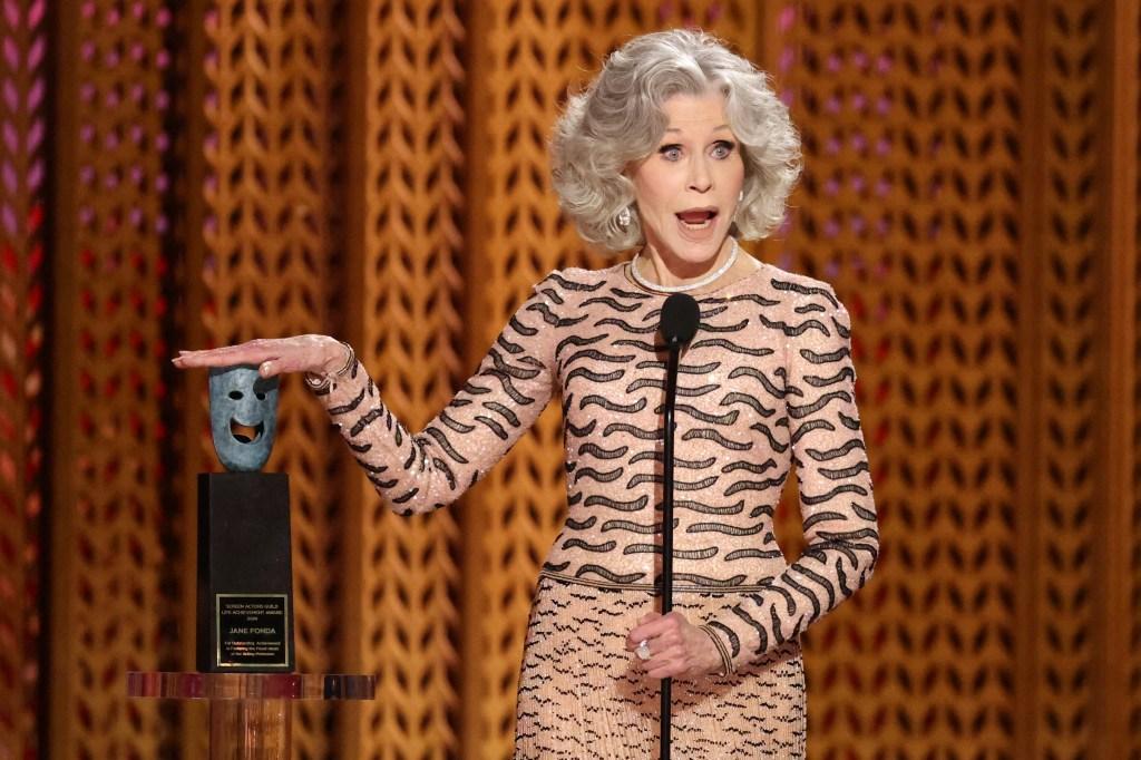 Jane Fonda with her SAG Award