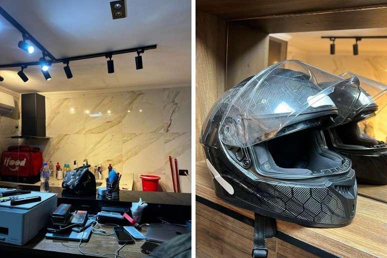 No endereço dela, os policiais apreenderam três armas de fogo, mochilas de entrega, capacetes e outros acessórios usados nos crimes