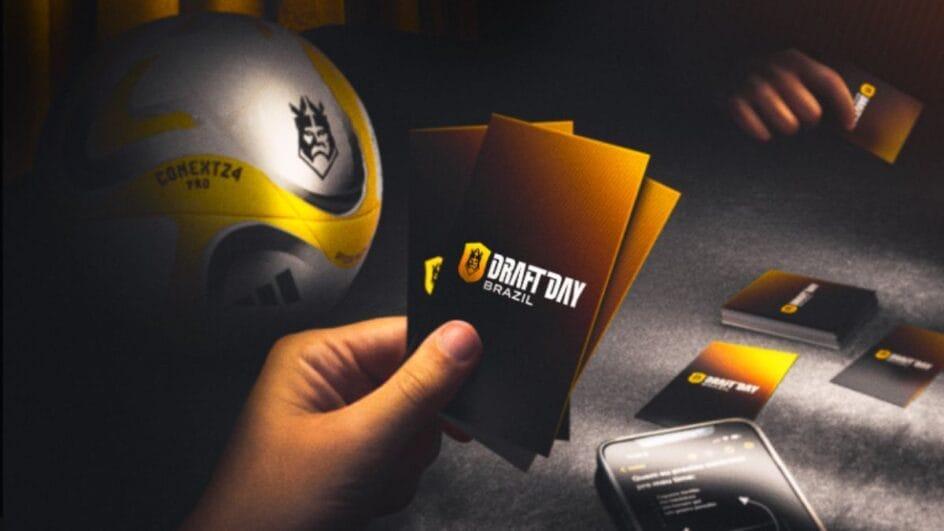 Arte com as cartas da Kings League Brasil