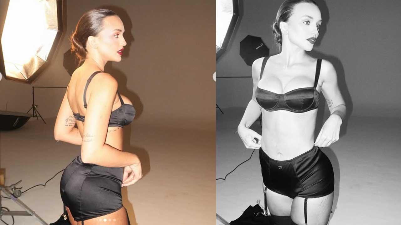 Sutiã e cinta-liga: Rafa Kalimann mostra fotos de bastidores de ensaio fotográfico.