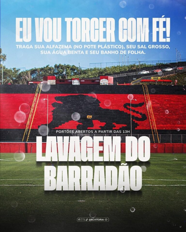 Vitória convoca torcida para “lavagem do Barradão” após jogo contra o Bahia