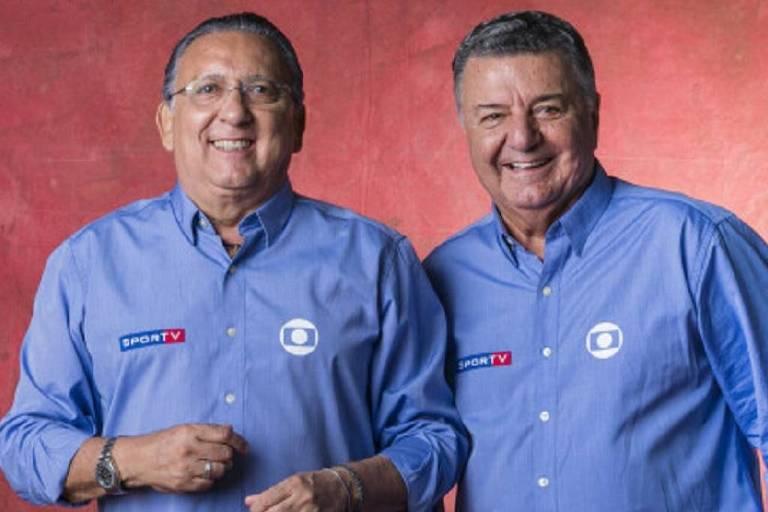 Galvão Bueno e Arnaldo Cezar Coelho, amigos de longa data durante um evento