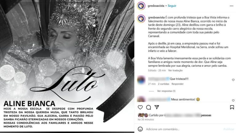 Tragédia no Carnaval: Musa da Escola de Samba Boa Vista Morre Após Desfile
