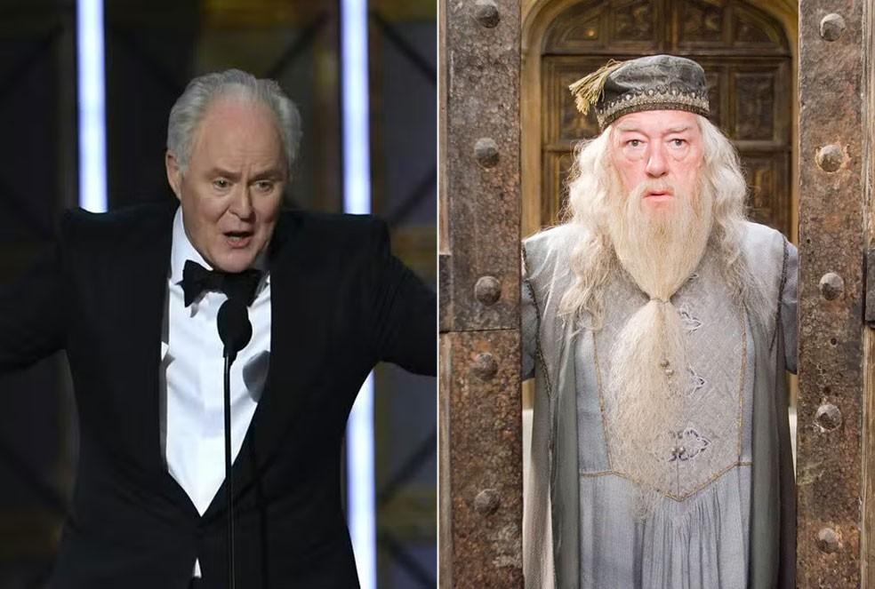 John Lithgow e Michael Gambon como Dumbledore