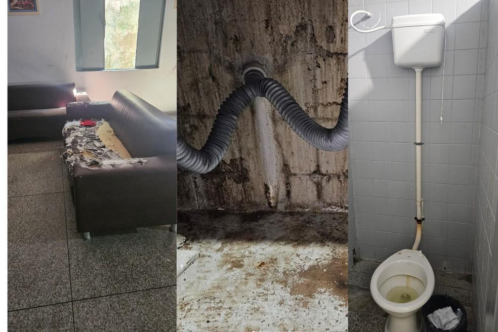 Sofá, pia e banheiro do Lar do Bebê