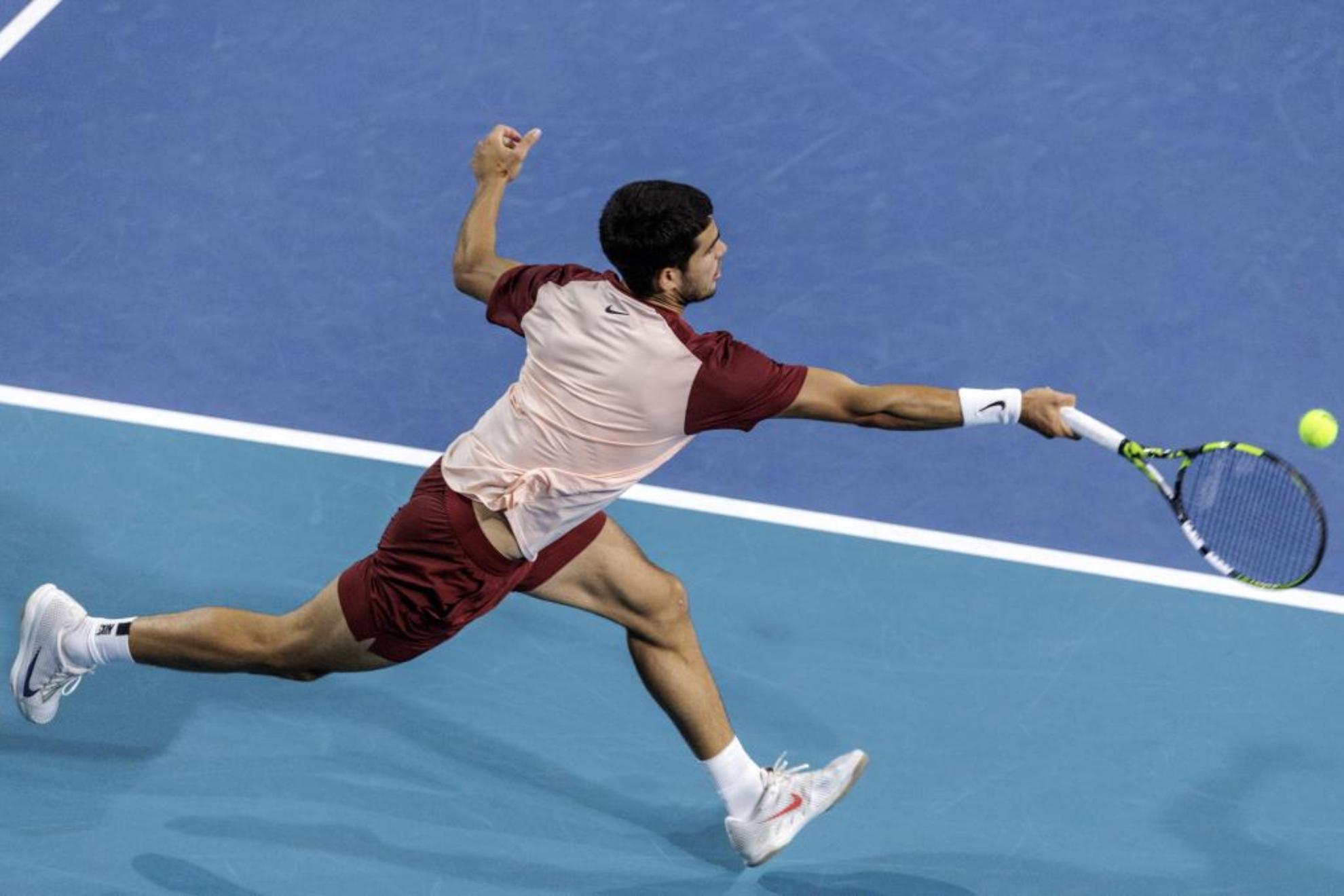 Carlos Alcaraz em ação no Miami Open