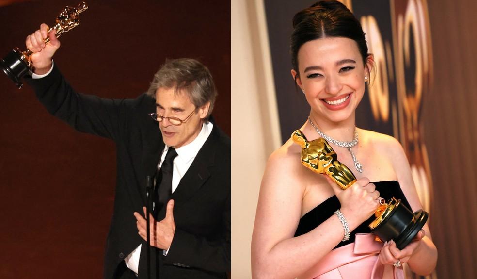 Diretor Walter Salles e atriz Mikey Madison no Oscar 2025