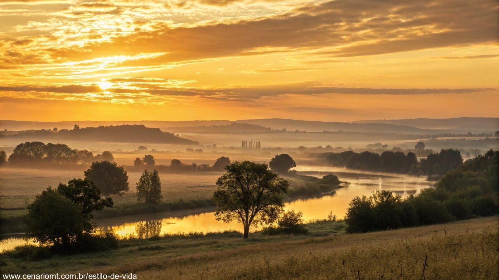 Amanhecer tranquilo simbolizando o início de março com fé e esperança.